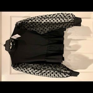 New W Tags Black Blouse